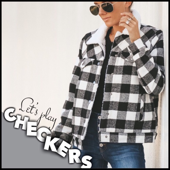 Boutique Jackets & Blazers - Sherpa and Plaid Checkered Jacket